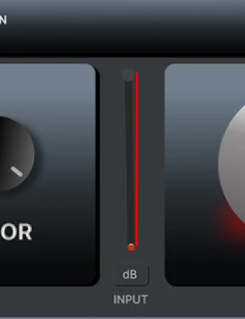 Close-up of the input meter UI showing a visual glitch on the dB scale