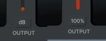 Visual misalignment of dB and percentage labels in the output section