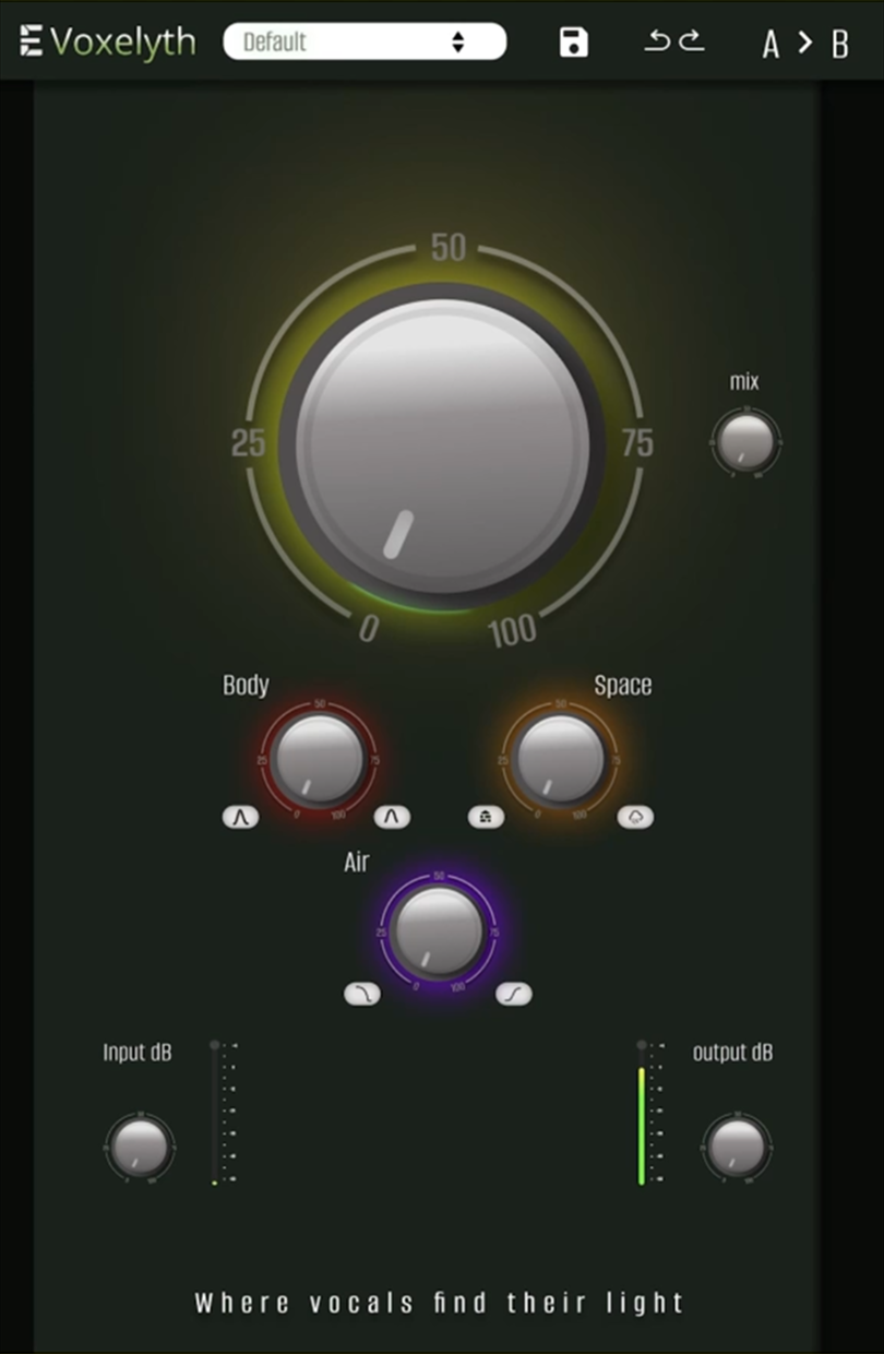Voxelyth vocal processor plugin user interface